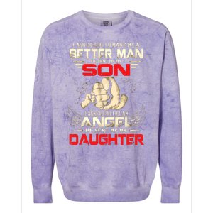 I Asked God To Make Me A Better Man He Sent Me My Son Colorblast Crewneck Sweatshirt