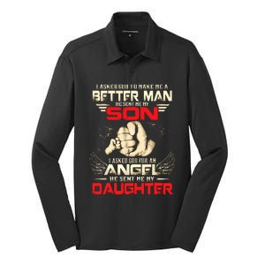 I Asked God To Make Me A Better Man He Sent Me My Son Silk Touch Performance Long Sleeve Polo