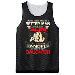 I Asked God To Make Me A Better Man He Sent Me My Son Mesh Reversible Basketball Jersey Tank