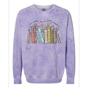 Its A Good Day To Read A Book Colorblast Crewneck Sweatshirt