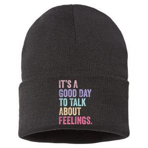 ItS A Good Day To Talk About Feelings Funny Mental Health Sustainable Knit Beanie