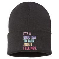 ItS A Good Day To Talk About Feelings Funny Mental Health Sustainable Knit Beanie