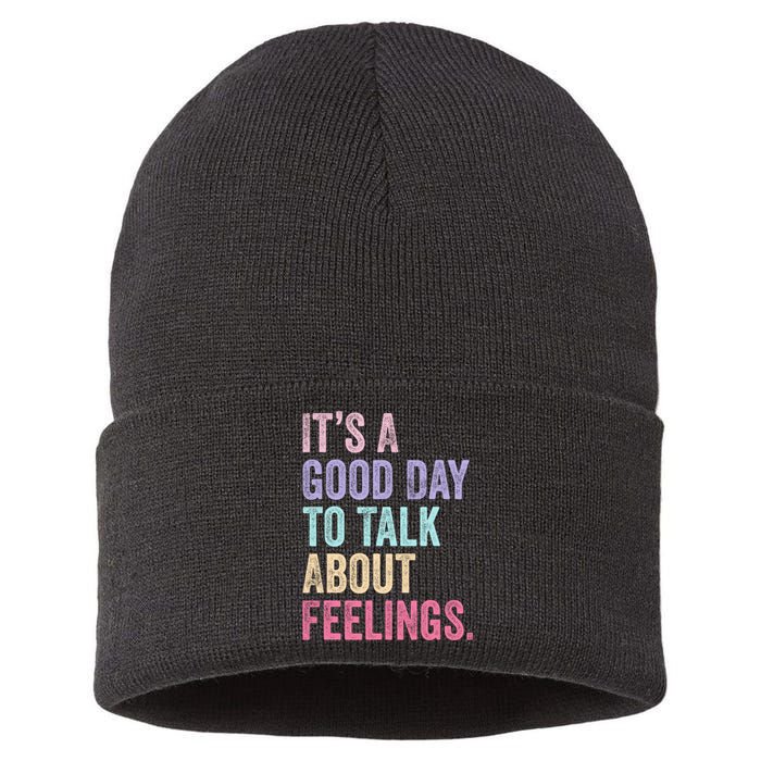 ItS A Good Day To Talk About Feelings Funny Mental Health Sustainable Knit Beanie