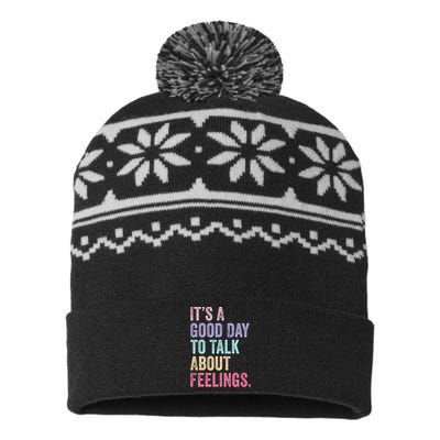 ItS A Good Day To Talk About Feelings Funny Mental Health USA-Made Snowflake Beanie