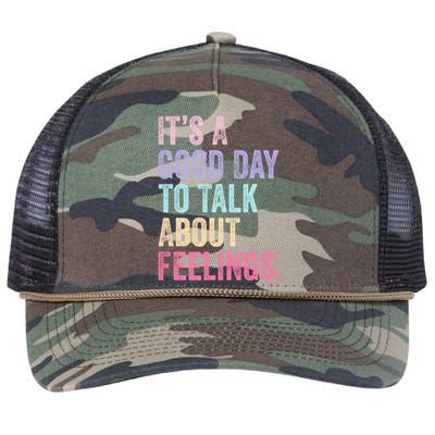 ItS A Good Day To Talk About Feelings Funny Mental Health Retro Rope Trucker Hat Cap