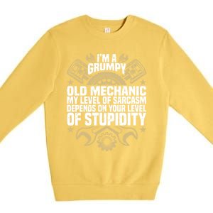 IM A Grumpy Old Mechanic Engine Quote Motor Car Garage Gift Premium Crewneck Sweatshirt