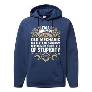 IM A Grumpy Old Mechanic Engine Quote Motor Car Garage Gift Performance Fleece Hoodie