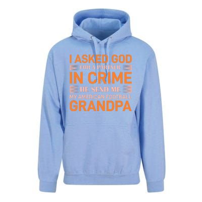 I Asked God For A Partner In Crime He Send Me My American Football Grandpa Unisex Surf Hoodie