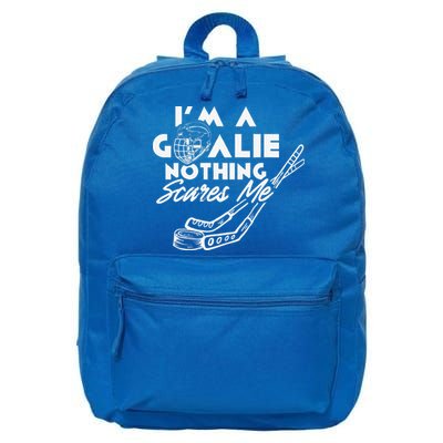 I'm A Goalie Nothing Scares Me Team Player Ice Hockey Puck 16 in Basic Backpack