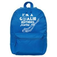 I'm A Goalie Nothing Scares Me Team Player Ice Hockey Puck 16 in Basic Backpack