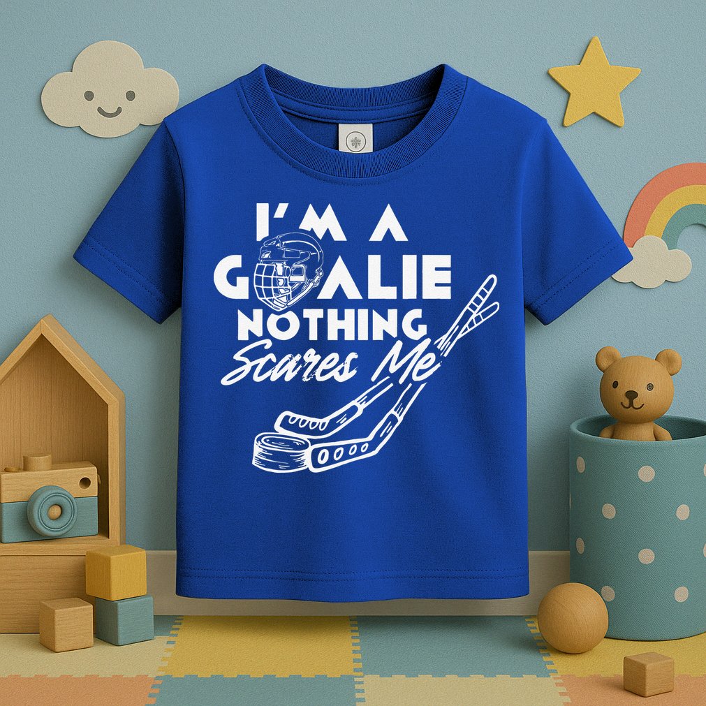 I'm A Goalie Nothing Scares Me Team Player Ice Hockey Puck Toddler T-Shirt