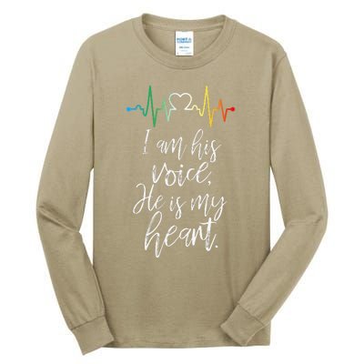 I Am His Voice Heartbeat Autism Awareness Tall Long Sleeve T-Shirt