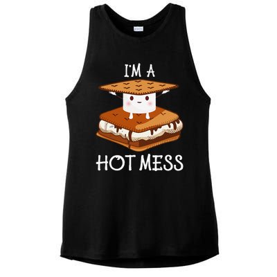 IM A Hot Mess Smores Camping Lover Marshmallow Smores Ladies PosiCharge Tri-Blend Wicking Tank