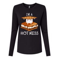 IM A Hot Mess Smores Camping Lover Marshmallow Smores Womens Cotton Relaxed Long Sleeve T-Shirt