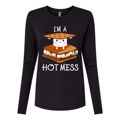 IM A Hot Mess Smores Camping Lover Marshmallow Smores Womens Cotton Relaxed Long Sleeve T-Shirt