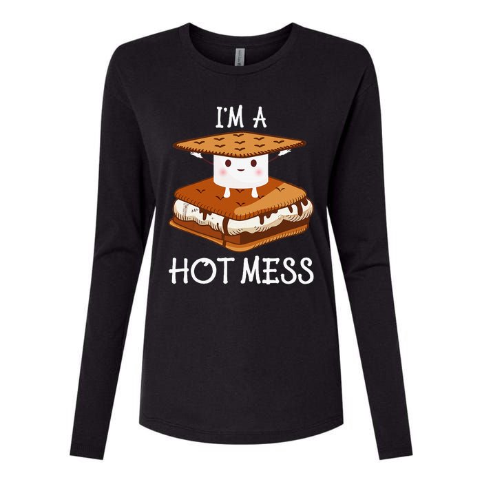 IM A Hot Mess Smores Camping Lover Marshmallow Smores Womens Cotton Relaxed Long Sleeve T-Shirt