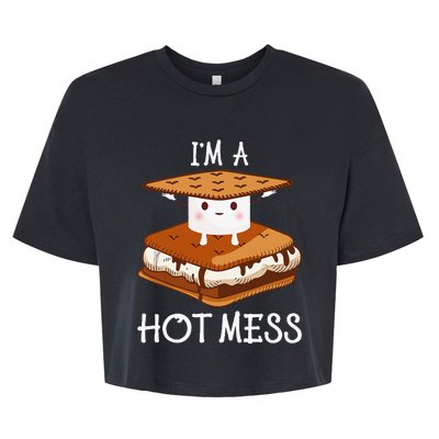 IM A Hot Mess Smores Camping Lover Marshmallow Smores Bella+Canvas Jersey Crop Tee