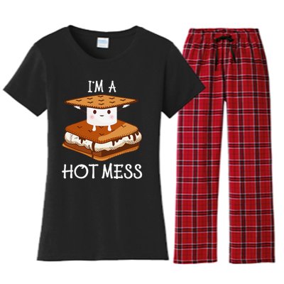 IM A Hot Mess Smores Camping Lover Marshmallow Smores Women's Flannel Pajama Set