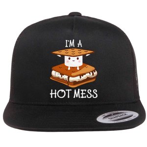 IM A Hot Mess Smores Camping Lover Marshmallow Smores Flat Bill Trucker Hat