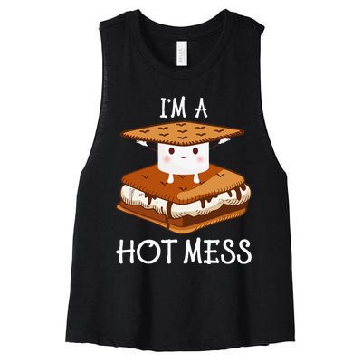 IM A Hot Mess Smores Camping Lover Marshmallow Smores Women's Racerback Cropped Tank