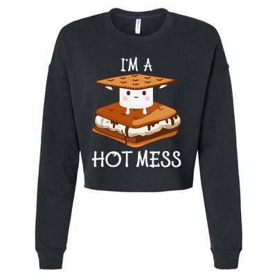 IM A Hot Mess Smores Camping Lover Marshmallow Smores Cropped Pullover Crew