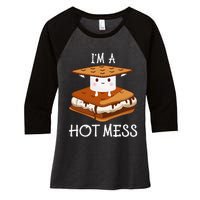 IM A Hot Mess Smores Camping Lover Marshmallow Smores Women's Tri-Blend 3/4-Sleeve Raglan Shirt