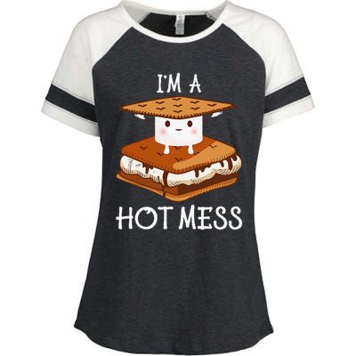 IM A Hot Mess Smores Camping Lover Marshmallow Smores Enza Ladies Jersey Colorblock Tee