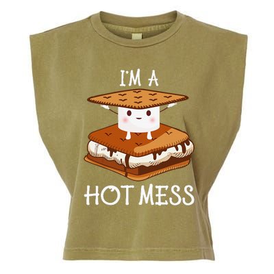 IM A Hot Mess Smores Camping Lover Marshmallow Smores Garment-Dyed Women's Muscle Tee