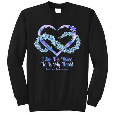 I Am His Voice He Is My Heart Autism Awareness Sweatshirt