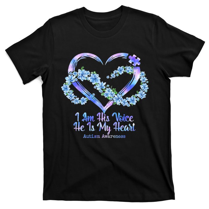 I Am His Voice He Is My Heart Autism Awareness T-Shirt