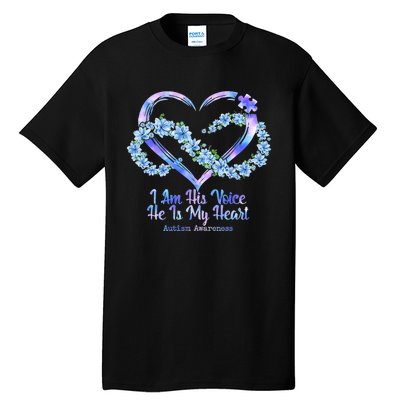 I Am His Voice He Is My Heart Autism Awareness Tall T-Shirt