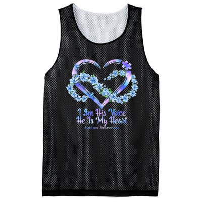 I Am His Voice He Is My Heart Autism Awareness Mesh Reversible Basketball Jersey Tank