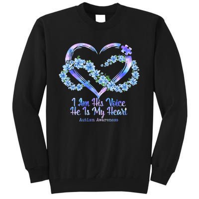 I Am His Voice He Is My Heart Autism Awareness Tall Sweatshirt