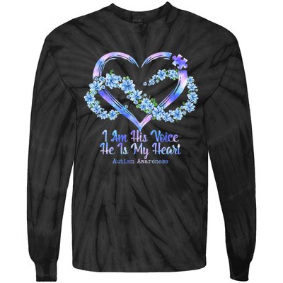 I Am His Voice He Is My Heart Autism Awareness Tie-Dye Long Sleeve Shirt