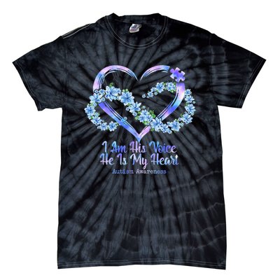 I Am His Voice He Is My Heart Autism Awareness Tie-Dye T-Shirt