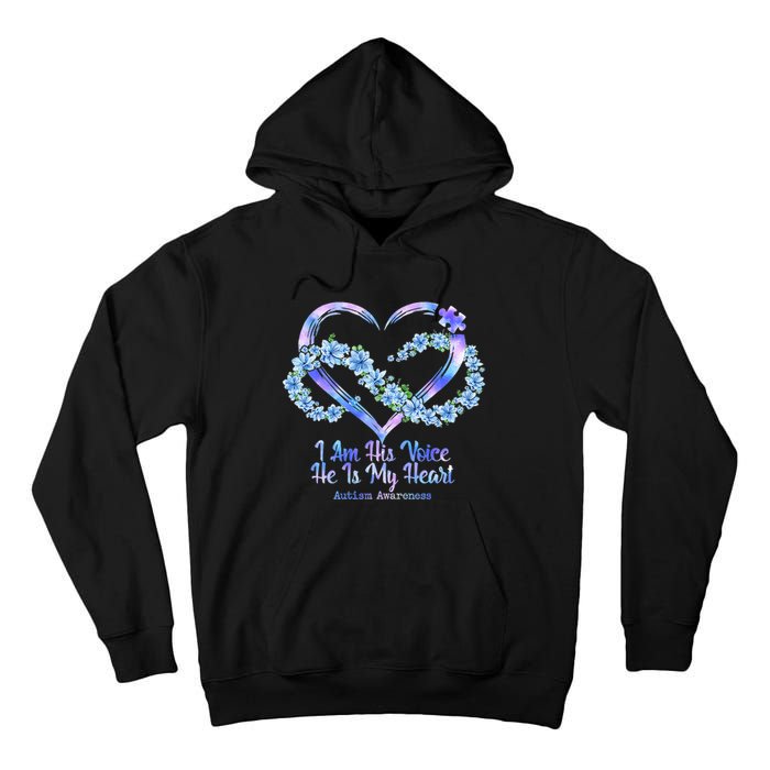 I Am His Voice He Is My Heart Autism Awareness Tall Hoodie