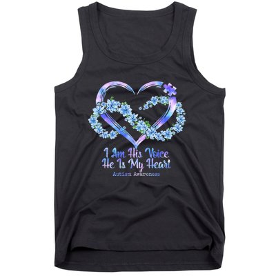 I Am His Voice He Is My Heart Autism Awareness Tank Top