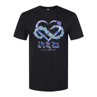 I Am His Voice He Is My Heart Autism Awareness Softstyle CVC T-Shirt