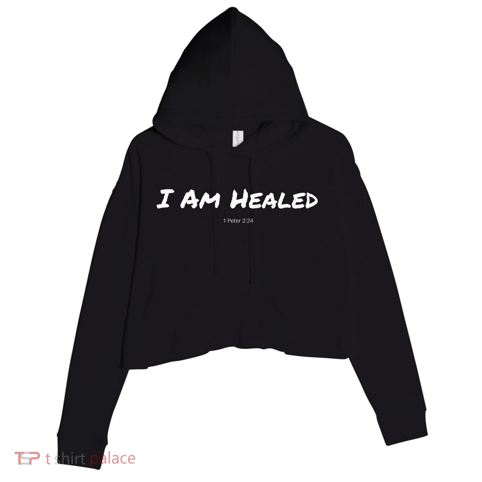 I Am Healed Christian Crop Fleece Hoodie