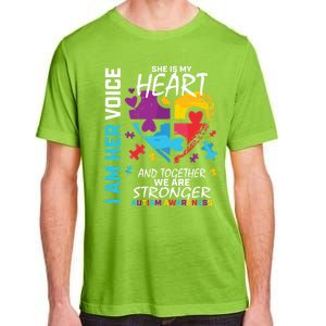 I Am Her Voice She Is My Heart Autism Awareness Puzzle Piece Cool Gift Adult ChromaSoft Performance T-Shirt