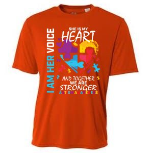 I Am Her Voice She Is My Heart Autism Awareness Puzzle Piece Cool Gift Cooling Performance Crew T-Shirt