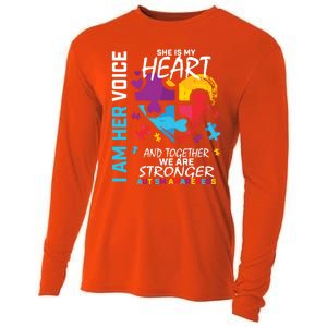 I Am Her Voice She Is My Heart Autism Awareness Puzzle Piece Cool Gift Cooling Performance Long Sleeve Crew