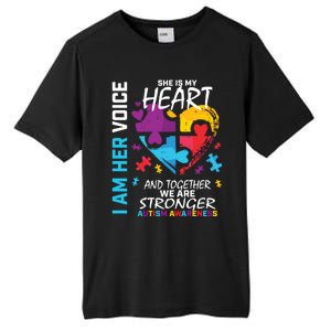 I Am Her Voice She Is My Heart Autism Awareness Puzzle Piece Cool Gift Tall Fusion ChromaSoft Performance T-Shirt