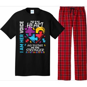 I Am Her Voice She Is My Heart Autism Awareness Puzzle Piece Cool Gift Pajama Set