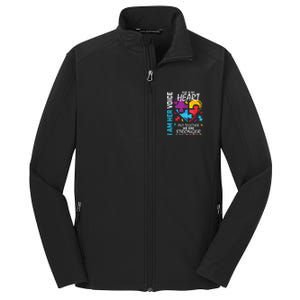 I Am Her Voice She Is My Heart Autism Awareness Puzzle Piece Cool Gift Core Soft Shell Jacket