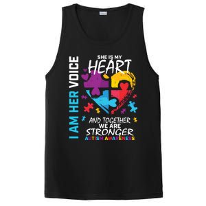 I Am Her Voice She Is My Heart Autism Awareness Puzzle Piece Cool Gift PosiCharge Competitor Tank