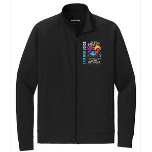 I Am Her Voice She Is My Heart Autism Awareness Puzzle Piece Cool Gift Stretch Full-Zip Cadet Jacket