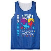 I Am Her Voice She Is My Heart Autism Awareness Puzzle Piece Cool Gift Mesh Reversible Basketball Jersey Tank