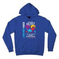 I Am Her Voice She Is My Heart Autism Awareness Puzzle Piece Cool Gift Tall Hoodie