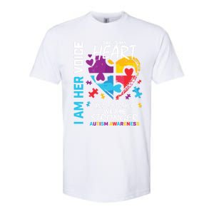 I Am Her Voice She Is My Heart Autism Awareness Puzzle Piece Cool Gift Softstyle CVC T-Shirt